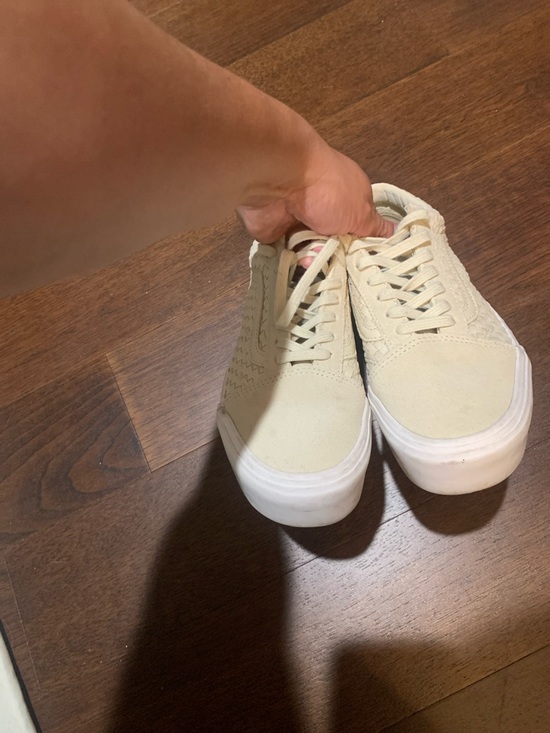 Vans Cream Low-Top Woven-Detail Sneakers